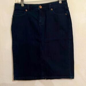 Lands End 5 Pocket Dark Wash Straight Jeans Skirt Size S